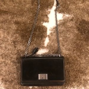 PRADA Leather black shoulder bag with metal chain